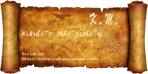 Kuhár Mátyás névjegykártya